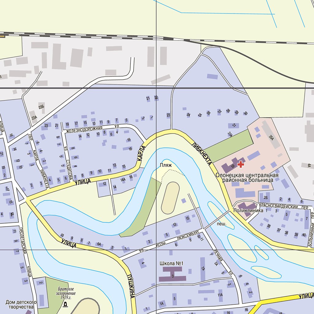 Олонец, план города. Olonets (Aunus) Town Plan Map by Waldin
